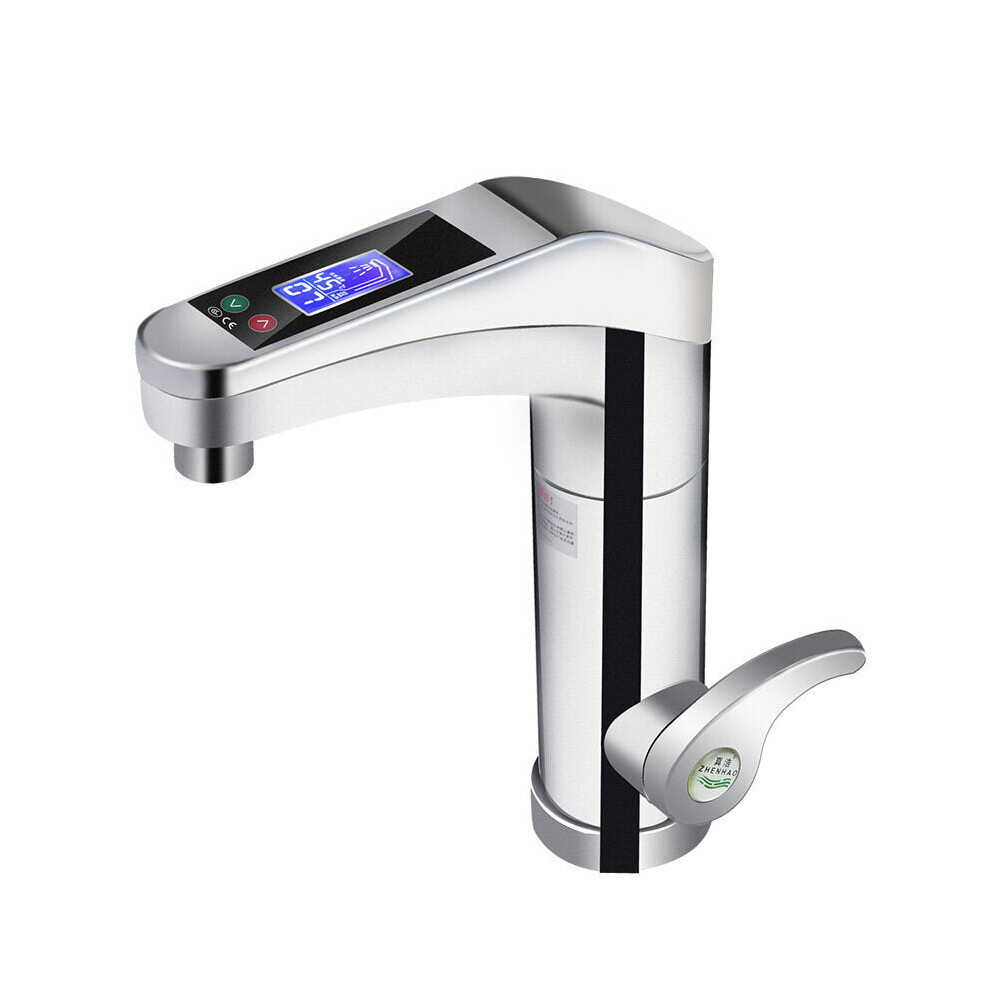 (Silver) 500-3500W Rotatable Water Faucet Instant Electric Faucet Hot And Cold Water Heater For Home