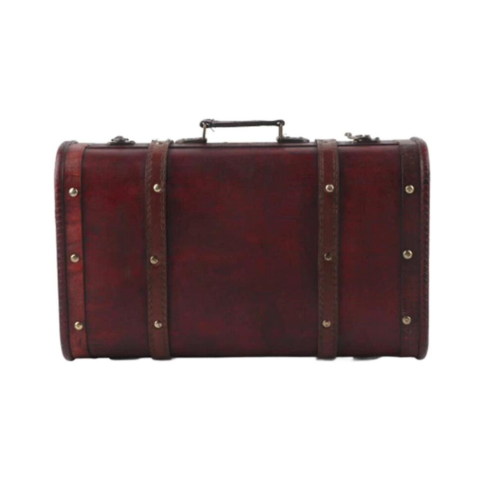 Portable Vintage Wooden Decorative Suitcase Antique Wooden Case Photography Props Craft Decoration