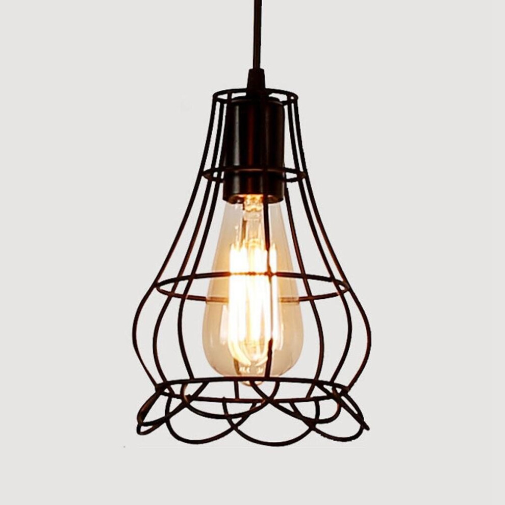 Iron Pendant Cage Light for Bar Coffee Shop Nordic Style Indoor Metal Hanging Lamp Decor