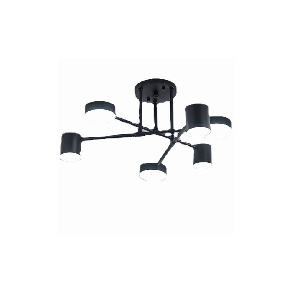 (Black, 220V) 33W 6 Head Modern LED Ceiling Light Home Office Acrylic Lampshade Lamp 110V/220V