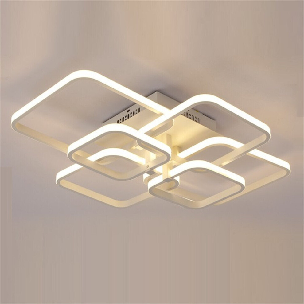 (White Light, 6 Heads) Rectangle Acrylic Aluminum Modern LED Ceiling Light Home Living Room Fixture