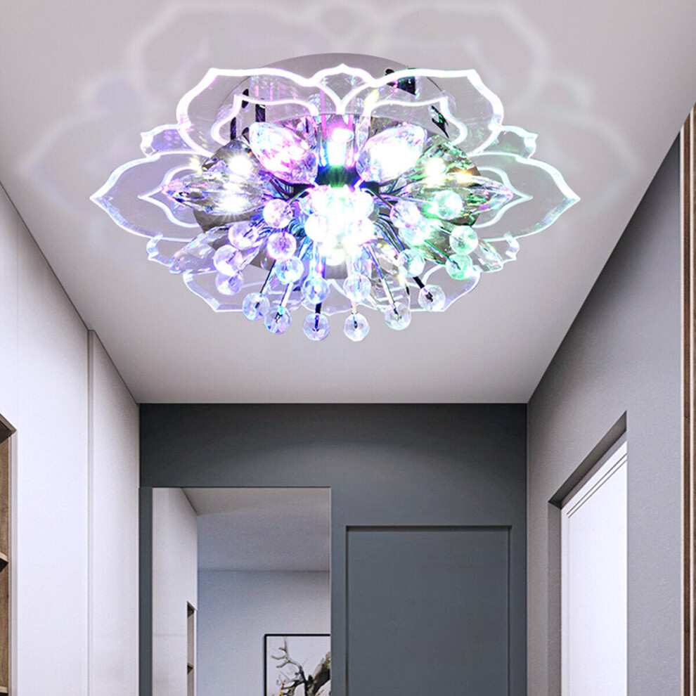 (220V, Colourful Light) Modern Crystal LED Ceiling Light Fixture Pendant Lamp Lighting Chandelier 9W New