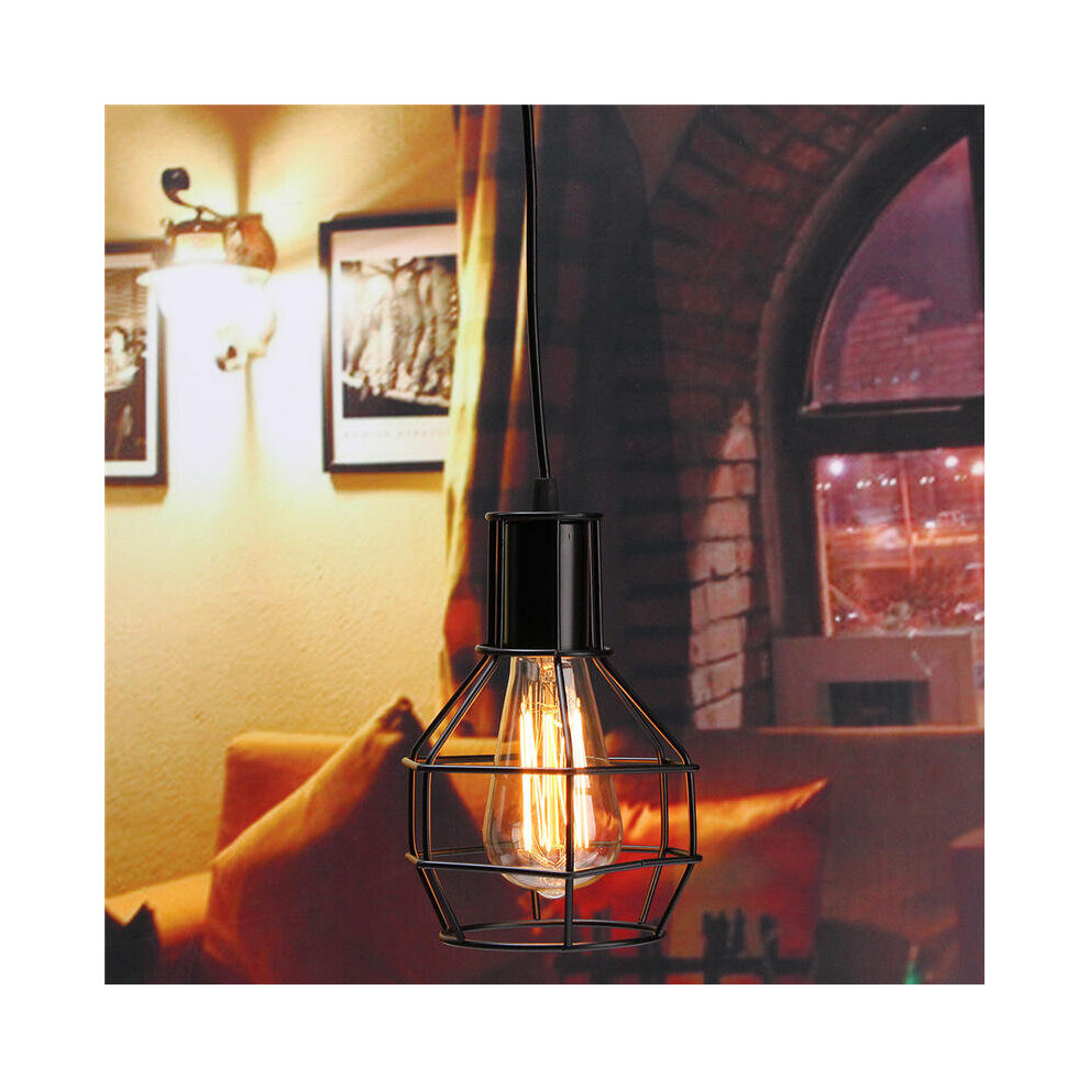Vintage Industrial Pendant Ceiling Light Lamp Shade Metal Cage Black Cafe Loft Bar-image-OPC-PCJQRYV-NEW