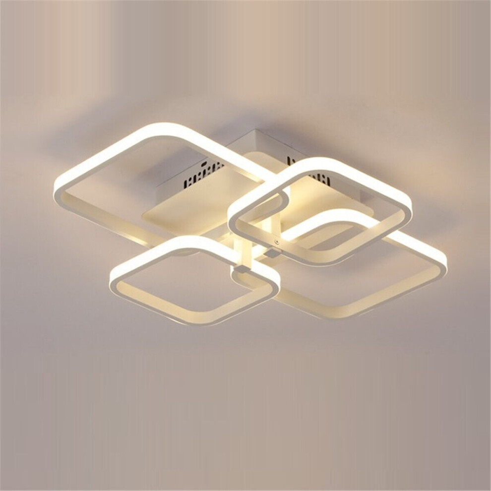 (White Light, 4 Heads) Rectangle Acrylic Aluminum Modern LED Ceiling Light Home Living Room Fixture