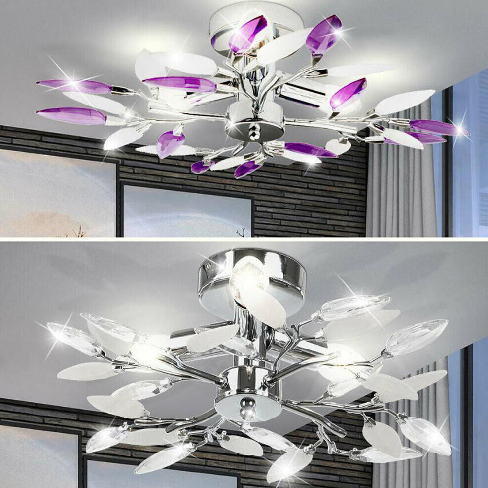 (White) Acrylic Leaf Arms Ceiling Light LED Living Bedroom Room Lamp Fitting Lighting