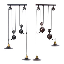 (Rust) Vintage Industrial Retro Hanging Ceiling Light 2 Chandeliers Pendant Stretch Lamp AC110-240V