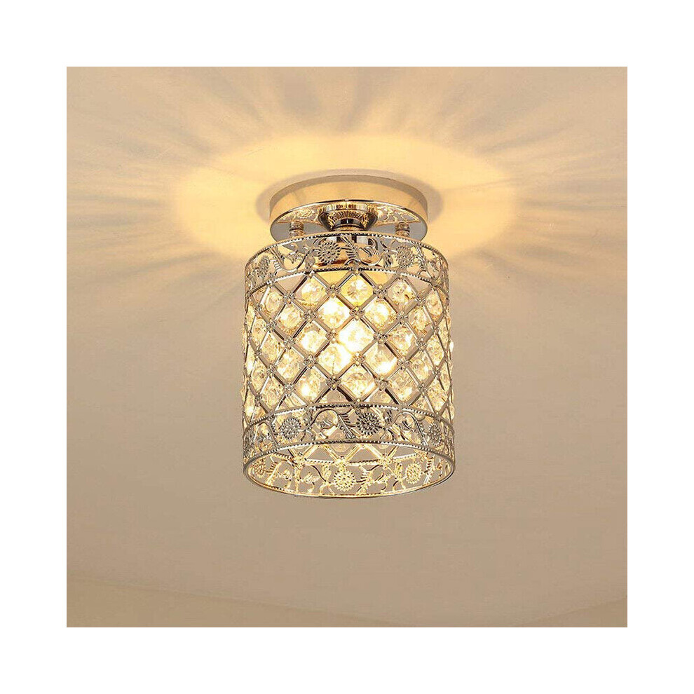 Flush Mount Ceiling Light E27 Base Crystal Fixture Modern Chandelier Mini Hallway Decor 220V Without Bulb