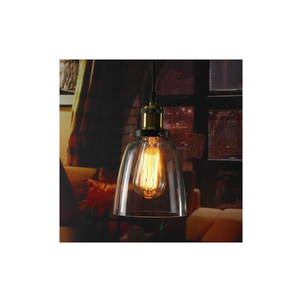 Vintage Industrial Retro Loft Glass E27 Ceiling Lampshade Pendant Light