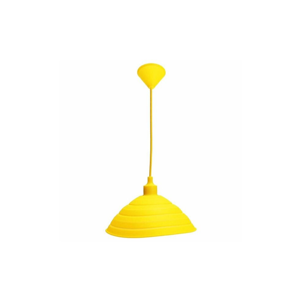 (Yellow) Pendant Lamp Holder Colorful Silicone Folding Lampshade Ceiling Light Socket AC 110-240V