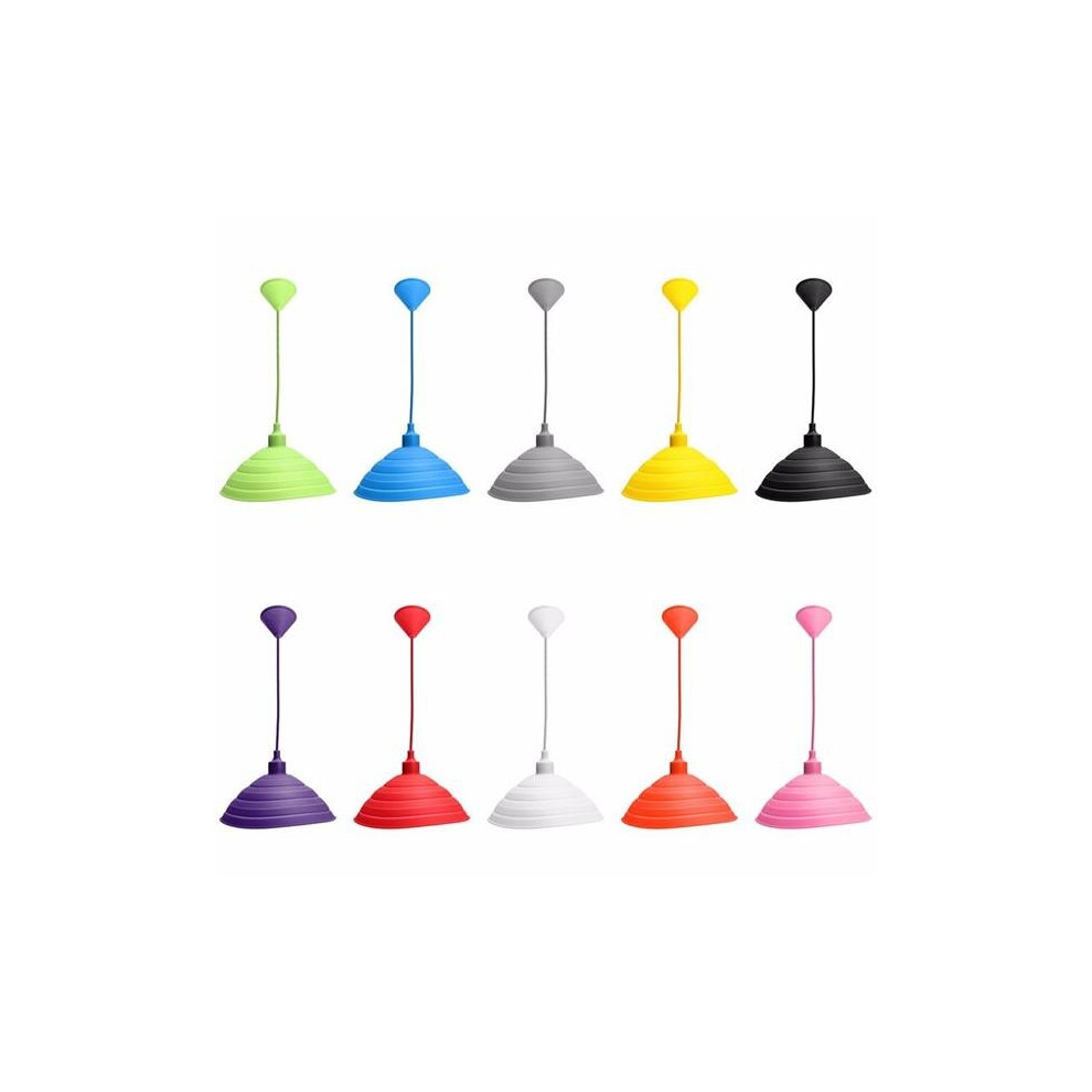 (Gray) Pendant Lamp Holder Colorful Silicone Folding Lampshade Ceiling Light Socket AC 110-240V