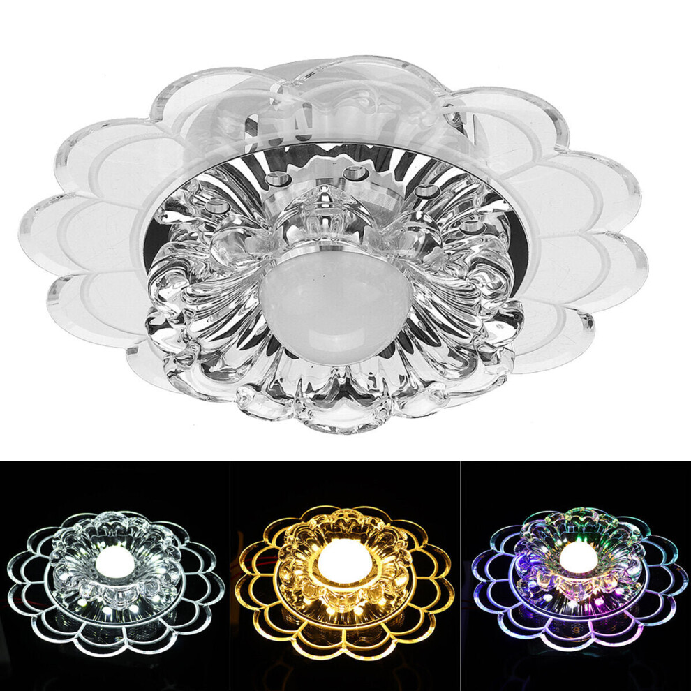 (3W, White Light) 3/5W 7.9'' LED Crystal Ceiling Light Ultra Thin Flush Mount Kitchen Home Fixture