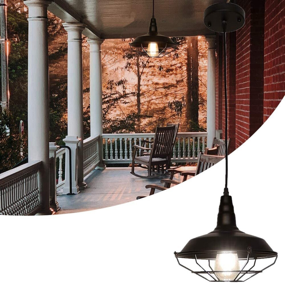 Pendant Light Industrial Rustic Black Hanging Light Ceiling Lamp Fixture Lighting with Cage Shade for Kitchen Island Restaurant Dining Room