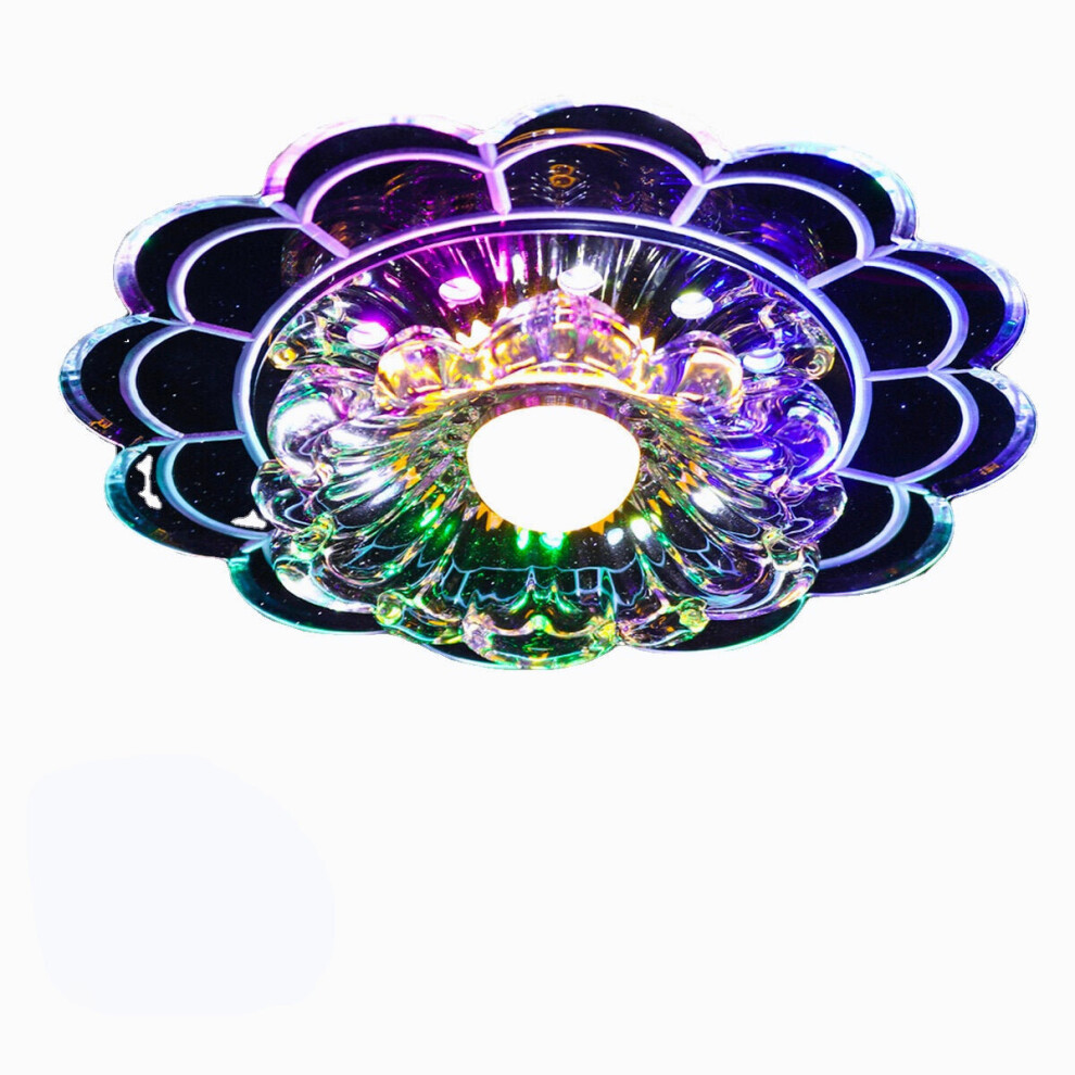 (3W, Colored Light) 3/5W 7.9'' LED Crystal Ceiling Light Ultra Thin Flush Mount Kitchen Home Fixture