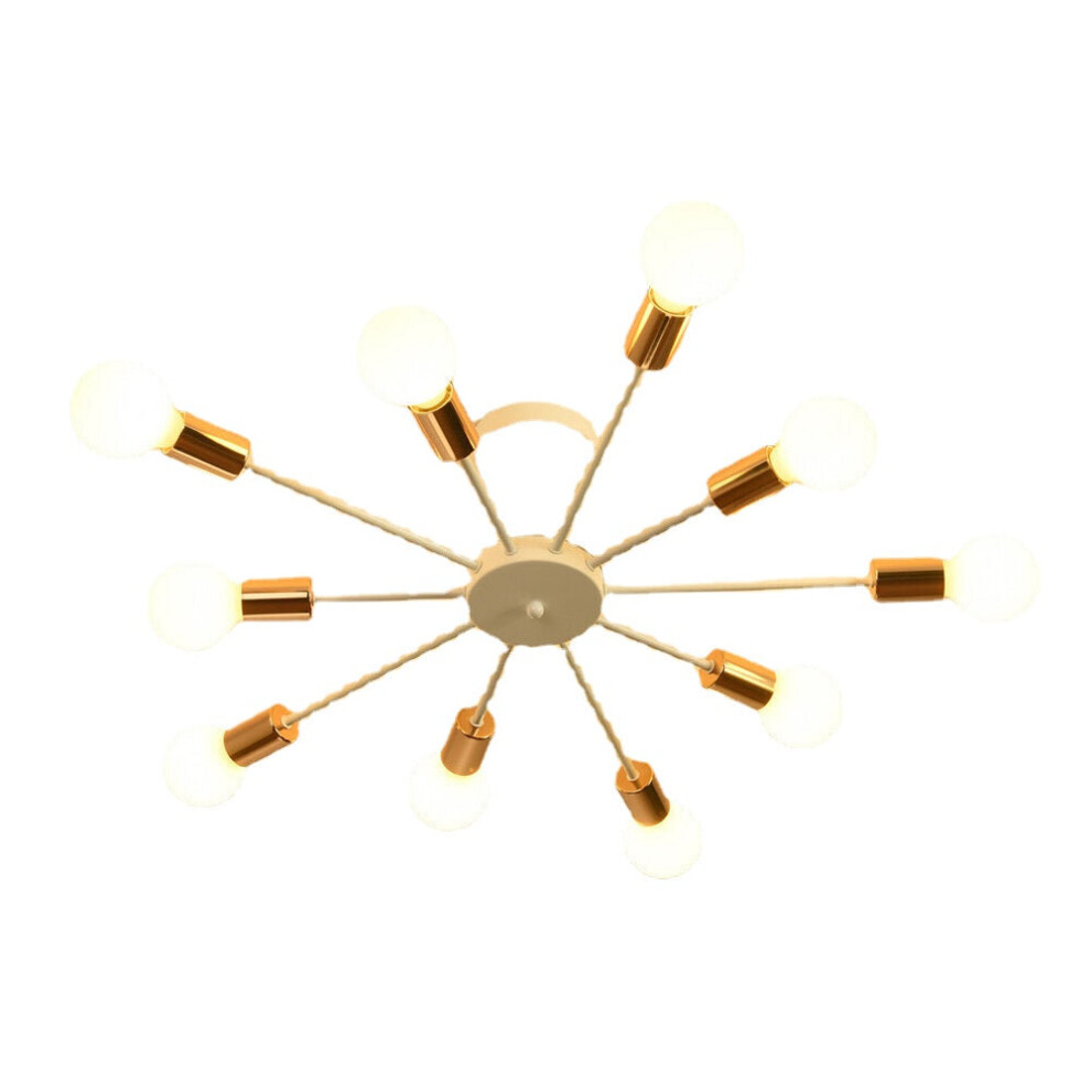 (White) 10-Lights Modern Sputnik Chandelier Bronze Flush Mount Ceiling Light Rustic Chandelier Without Bulbs for Bedroom Kitchen Dining Room Living Room