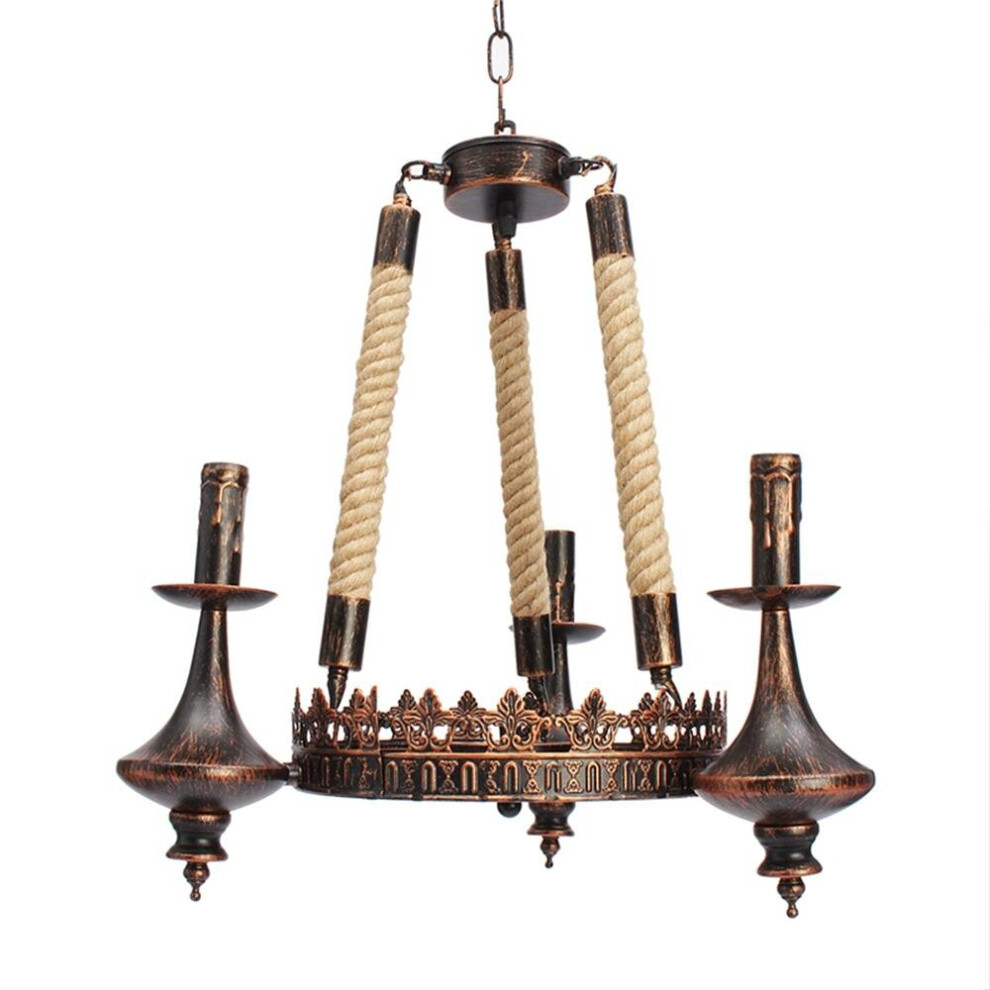 (Rust) 3 Heads Iron Chandelier Living Room Dining Room Ceiling Light Pendant Light AC110-220V