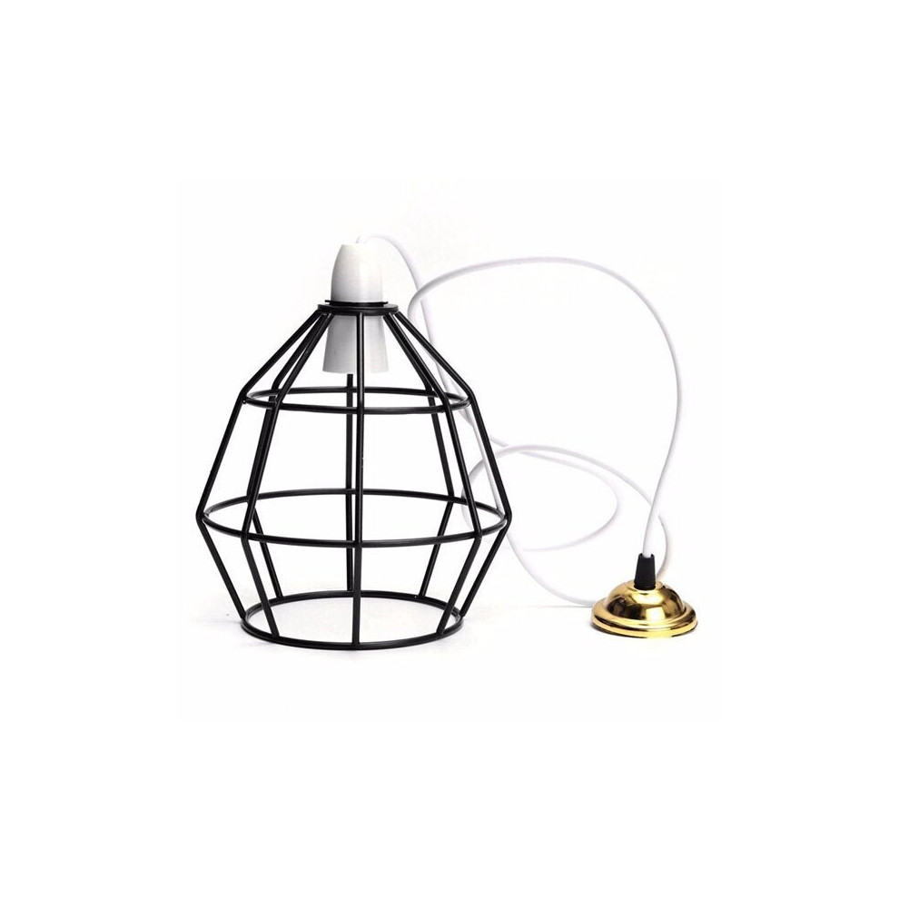 (Black) Vintage Industrial Style Metal Cage Wire Frame Ceiling Pendant Light Lamp Shades 110-240V