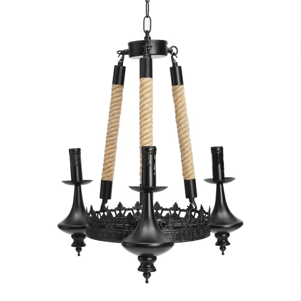 (Black) 3 Heads Iron Chandelier Living Room Dining Room Ceiling Light Pendant Light AC110-220V