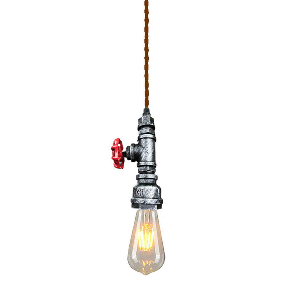 (Silver) 85-265V Retro Pendant Light Ceiling E27 Lamp Bulb Alloy 116cm Home Decoration