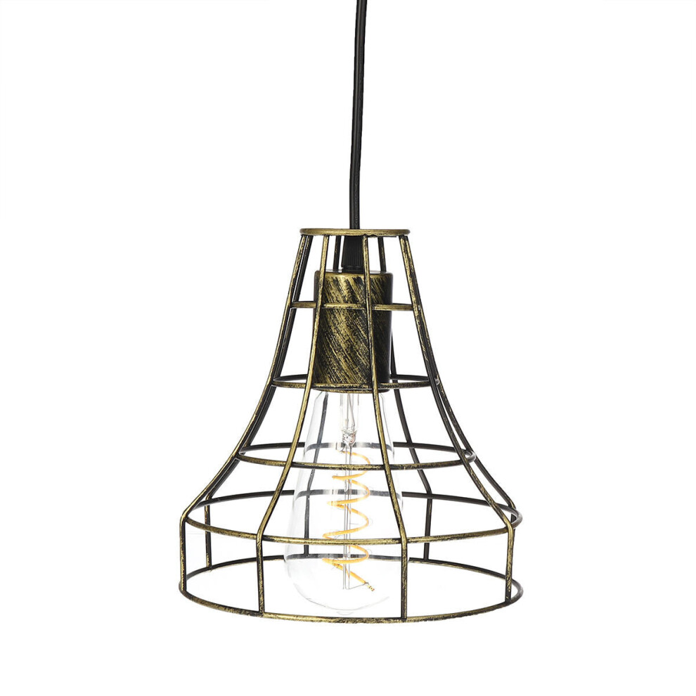 (Bronze) Chandelier Bronze Black Rust Pendant Light Wire Cage Hanging Light Fixture