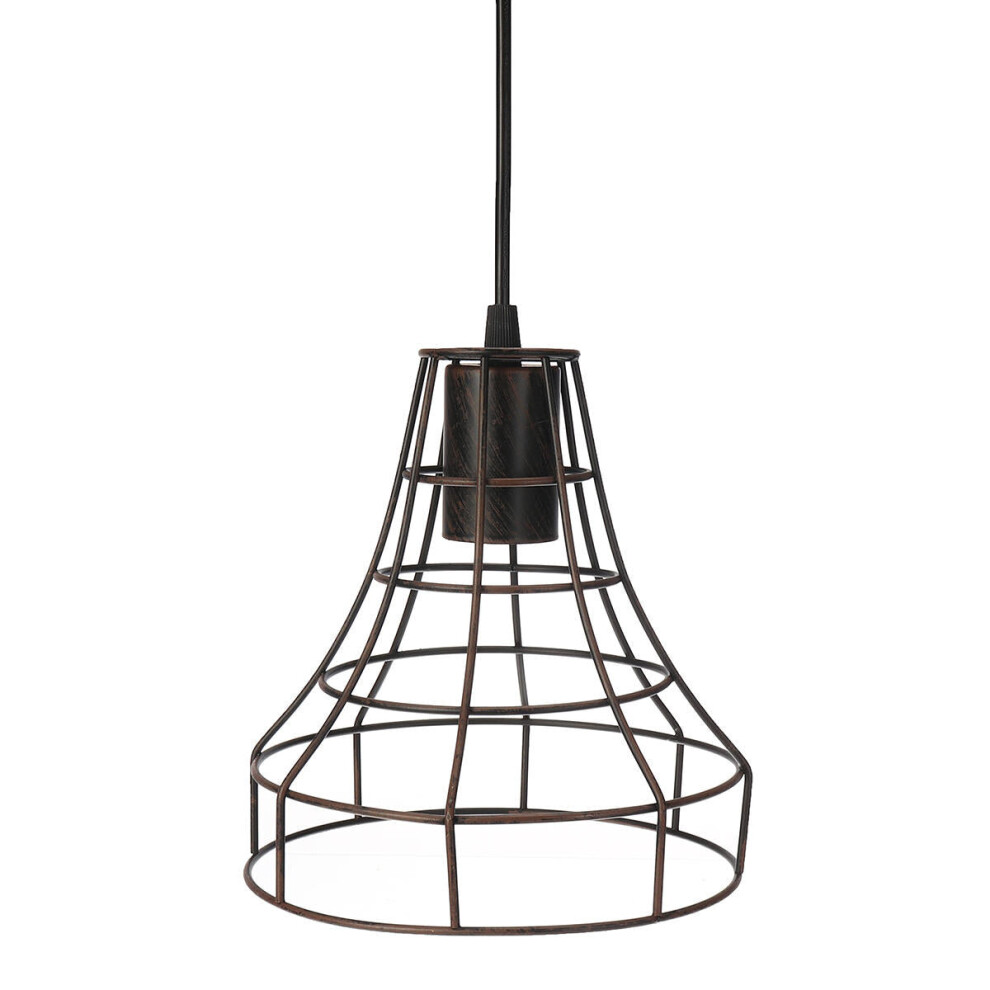 (Rust) Chandelier Bronze Black Rust Pendant Light Wire Cage Hanging Light Fixture