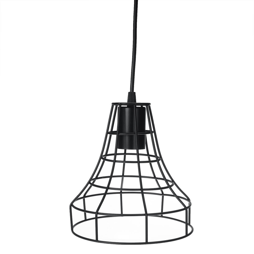 (Black) Chandelier Bronze Black Rust Pendant Light Wire Cage Hanging Light Fixture