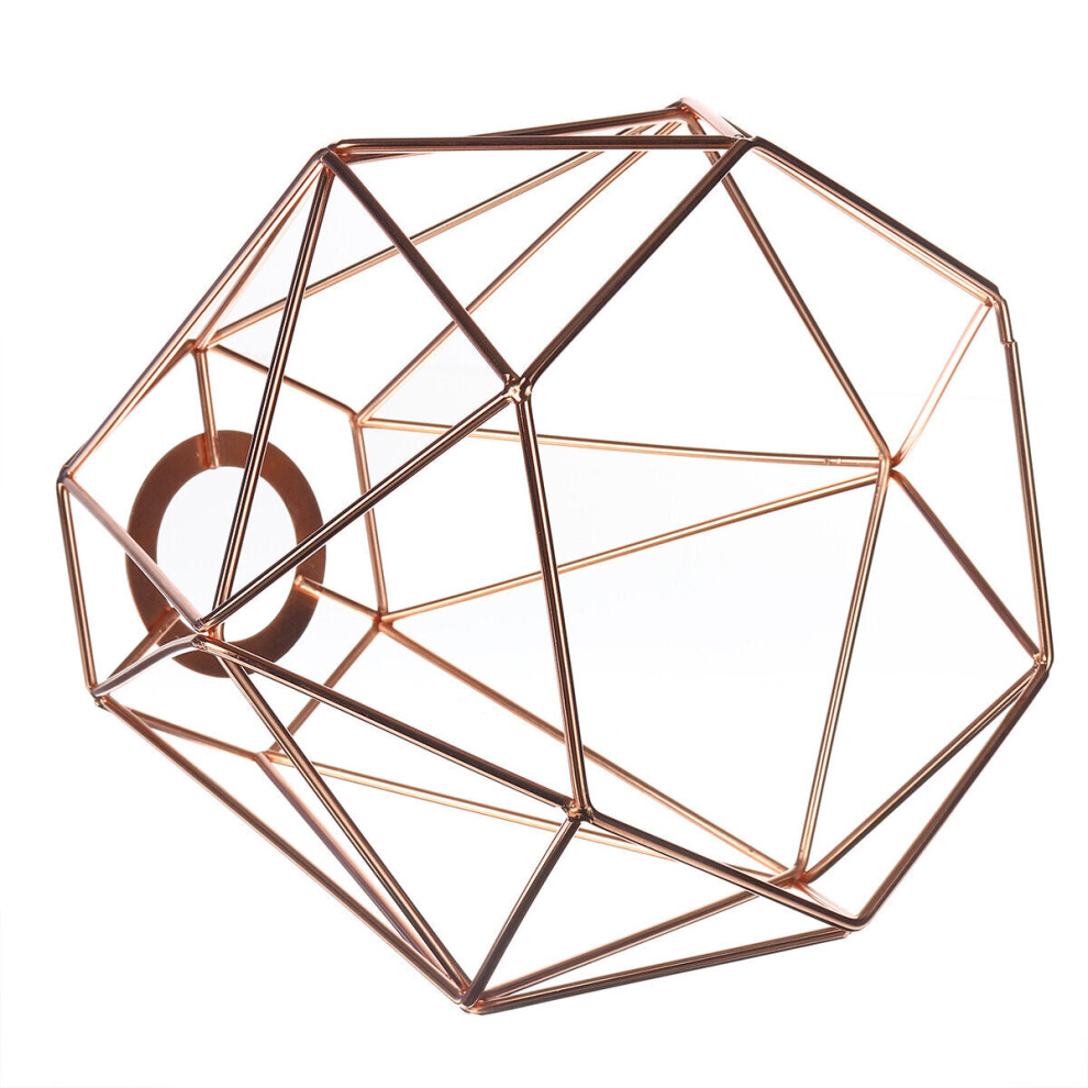 (Rose Gold) Geometric Wire Ceiling Pendant Light /Lampshade Metal Cage Kitchen Dining Cafe Without Bulb