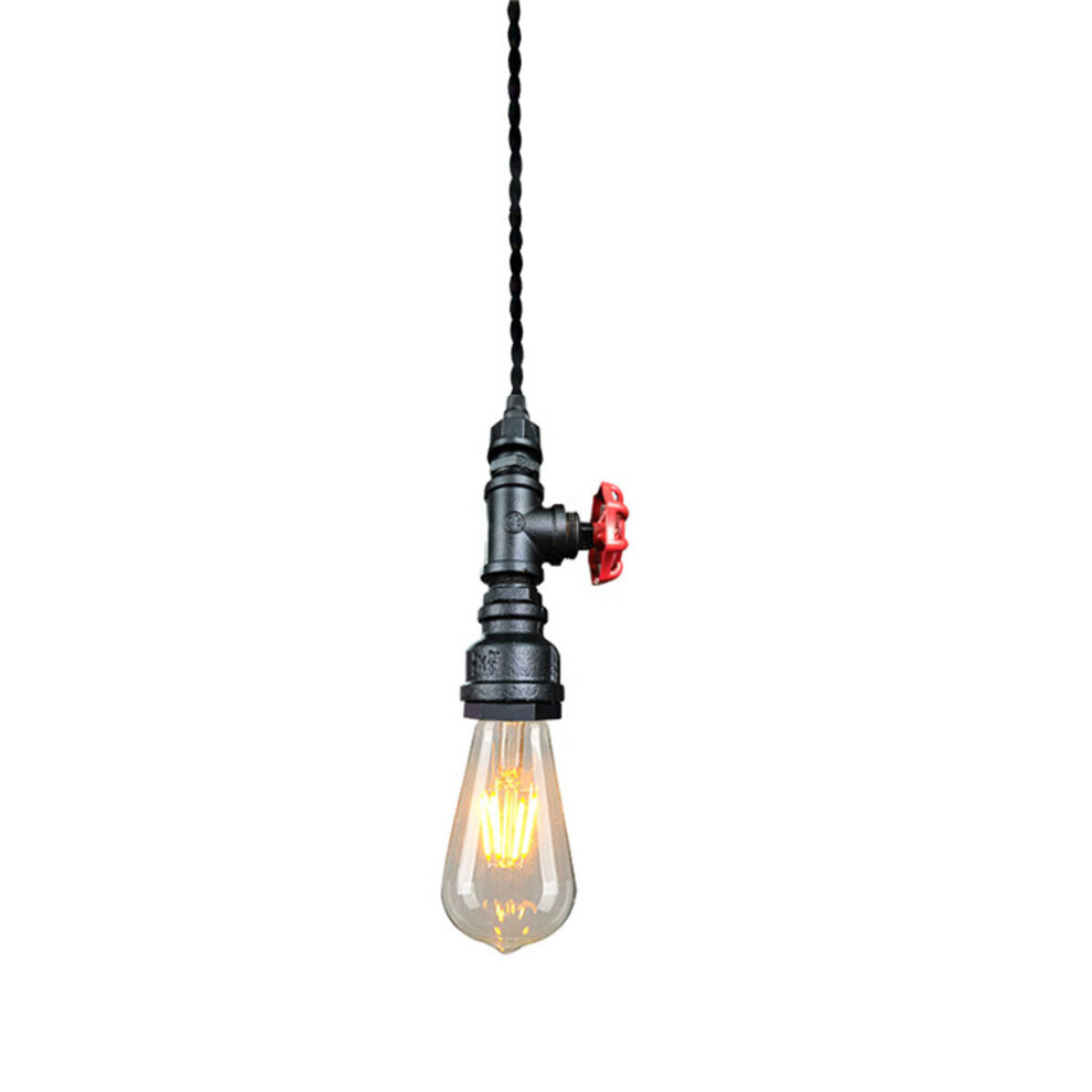 (Black) 85-265V Retro Pendant Light Ceiling E27 Lamp Bulb Alloy 116cm Home Decoration