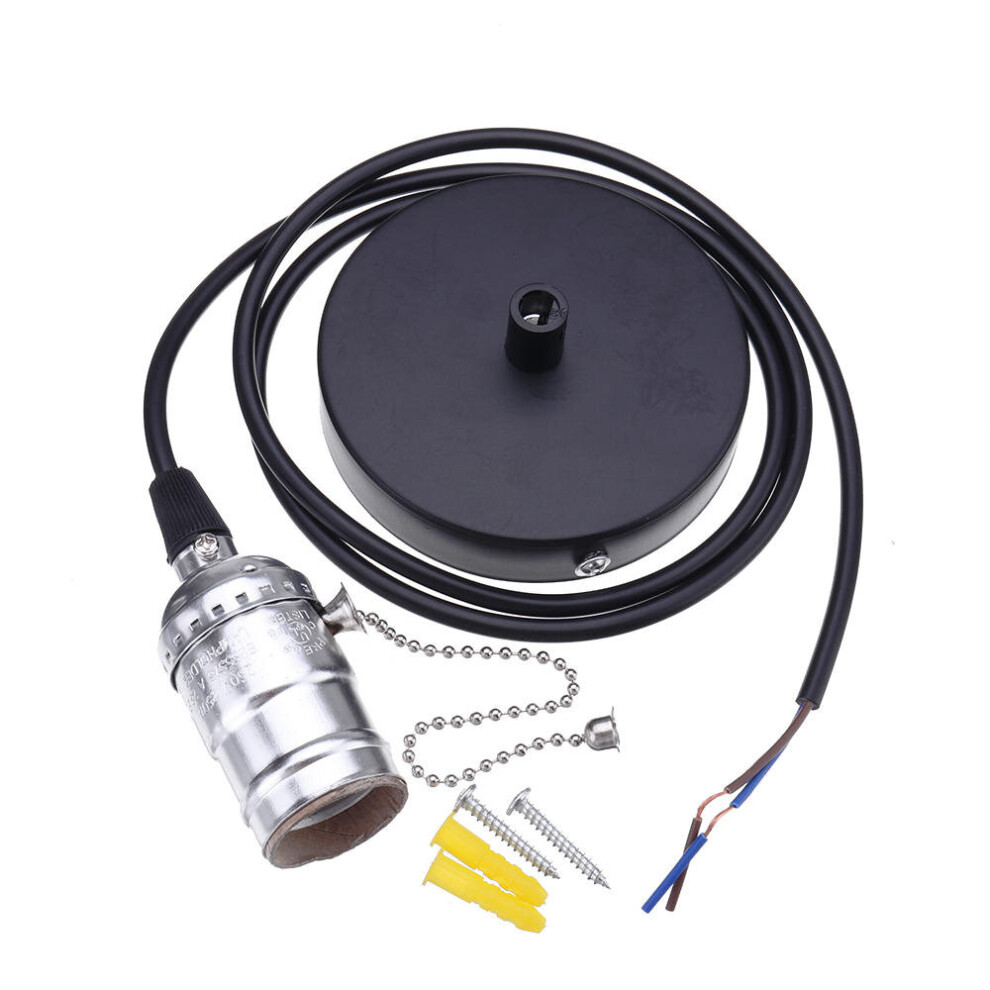AC110-250V Sliver Vintage Edison Light Socket Lamp Holder Pendant Bulb Adapter with Zipper