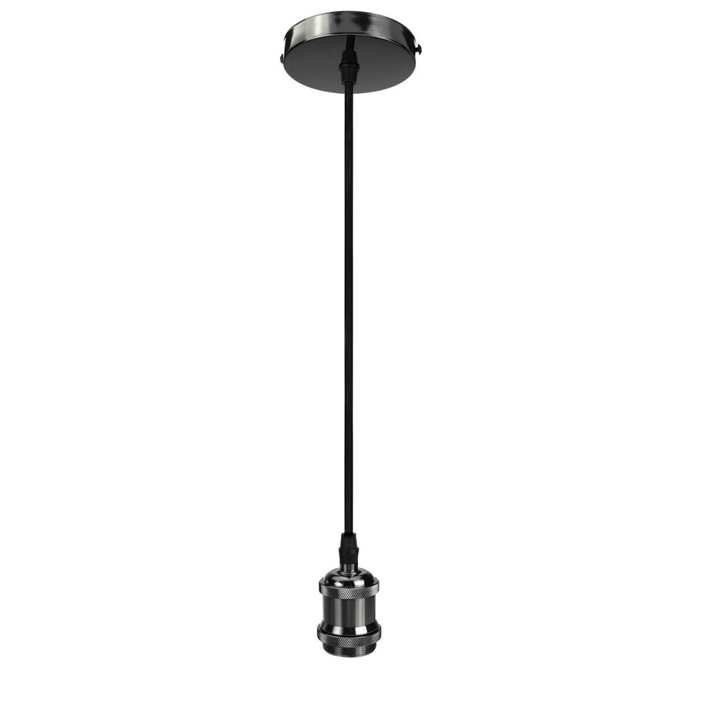 (Black) Ceiling Light Bulb Adapter Fitting Retro Vintage Industrial Pendant Lamp Holder AC220V