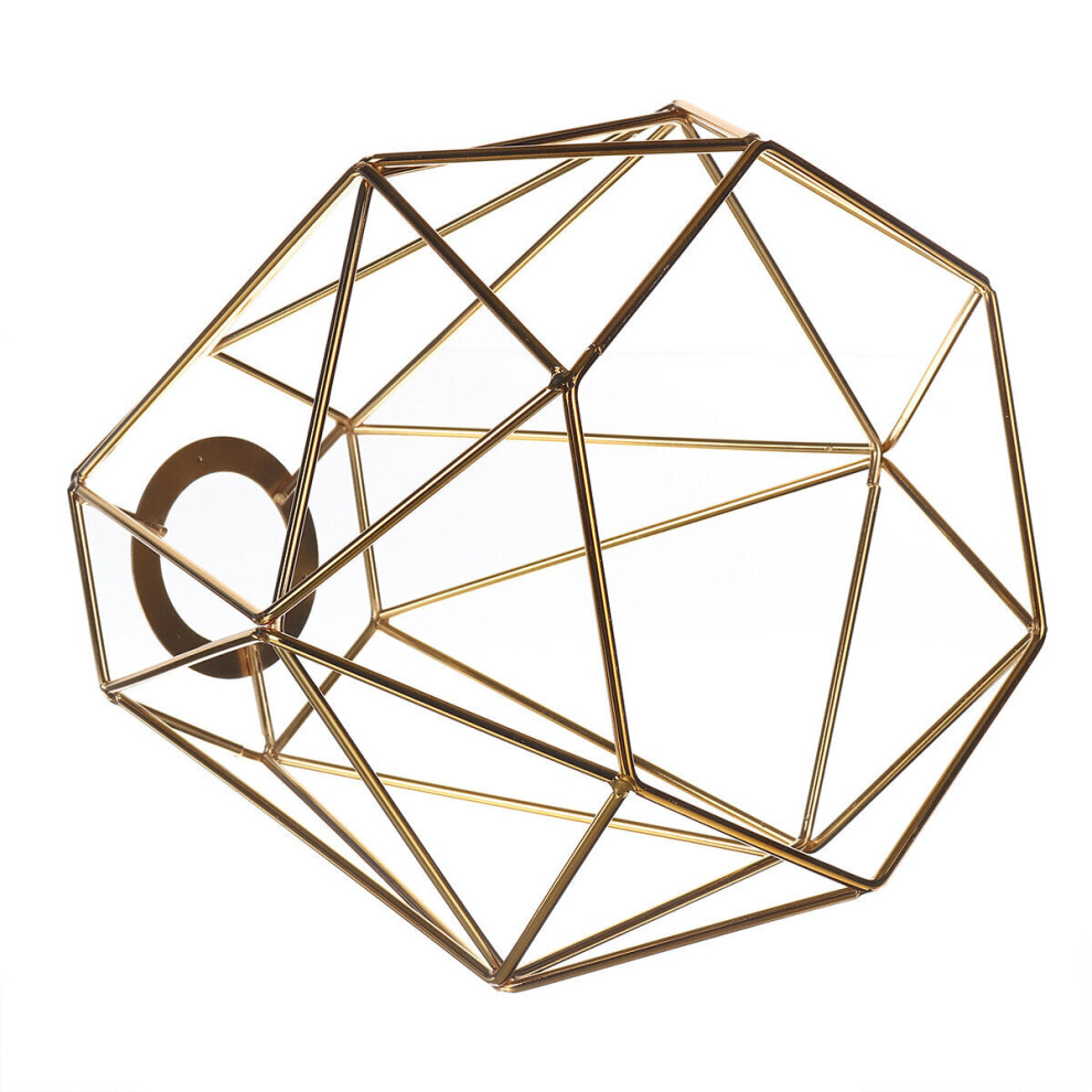 (Electrophoretic gold) Geometric Wire Ceiling Pendant Light /Lampshade Metal Cage Kitchen Dining Cafe Without Bulb