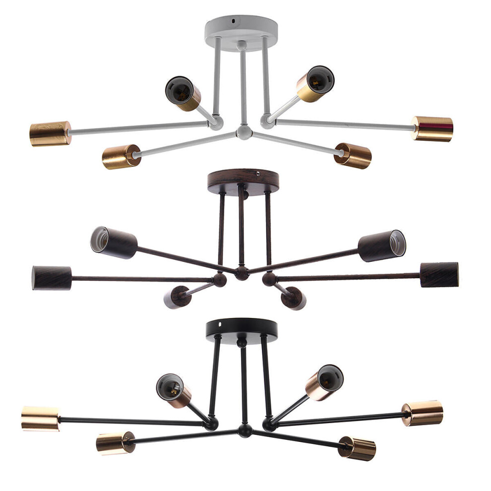 (White) Modern Pendant Lamp Ceiling Light Chandelier Vintage 6 Heads Sockets Holder