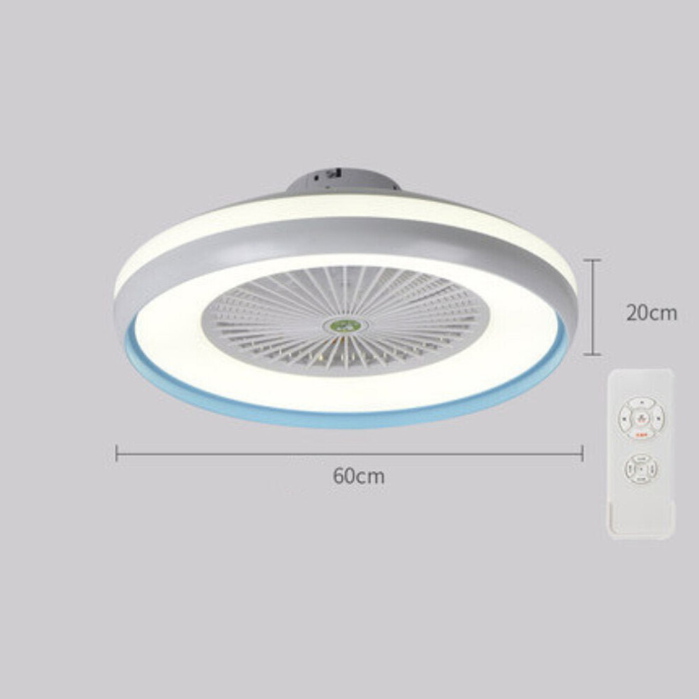 (Blue, 110V) Ceiling Fan with Lighting LED Light 3 Color Temperature Adjustable Wind Speed Remote Control