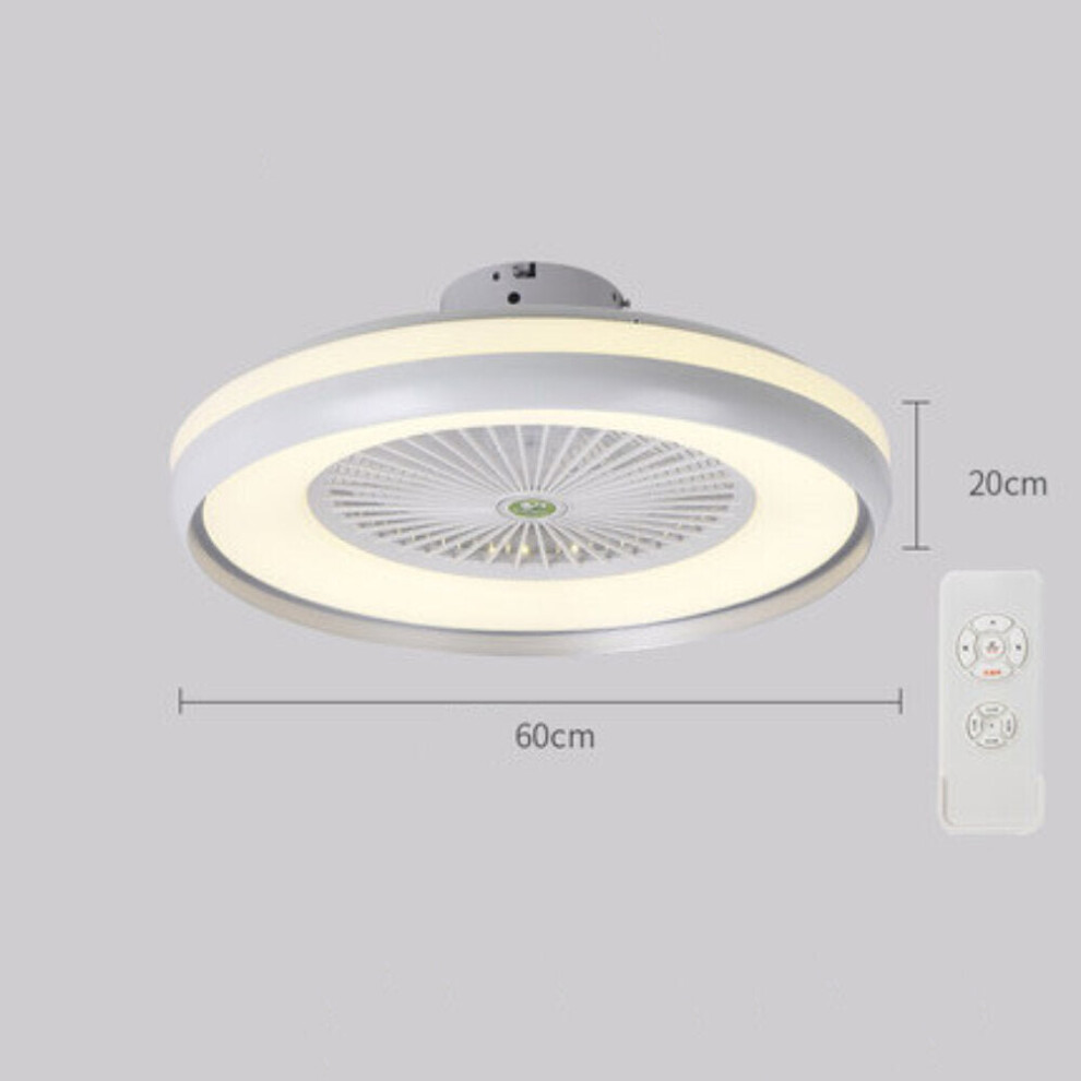 (Gray, 220V) Ceiling Fan with Lighting LED Light Stepless Dimming Adjustable Wind Speed Remote Control