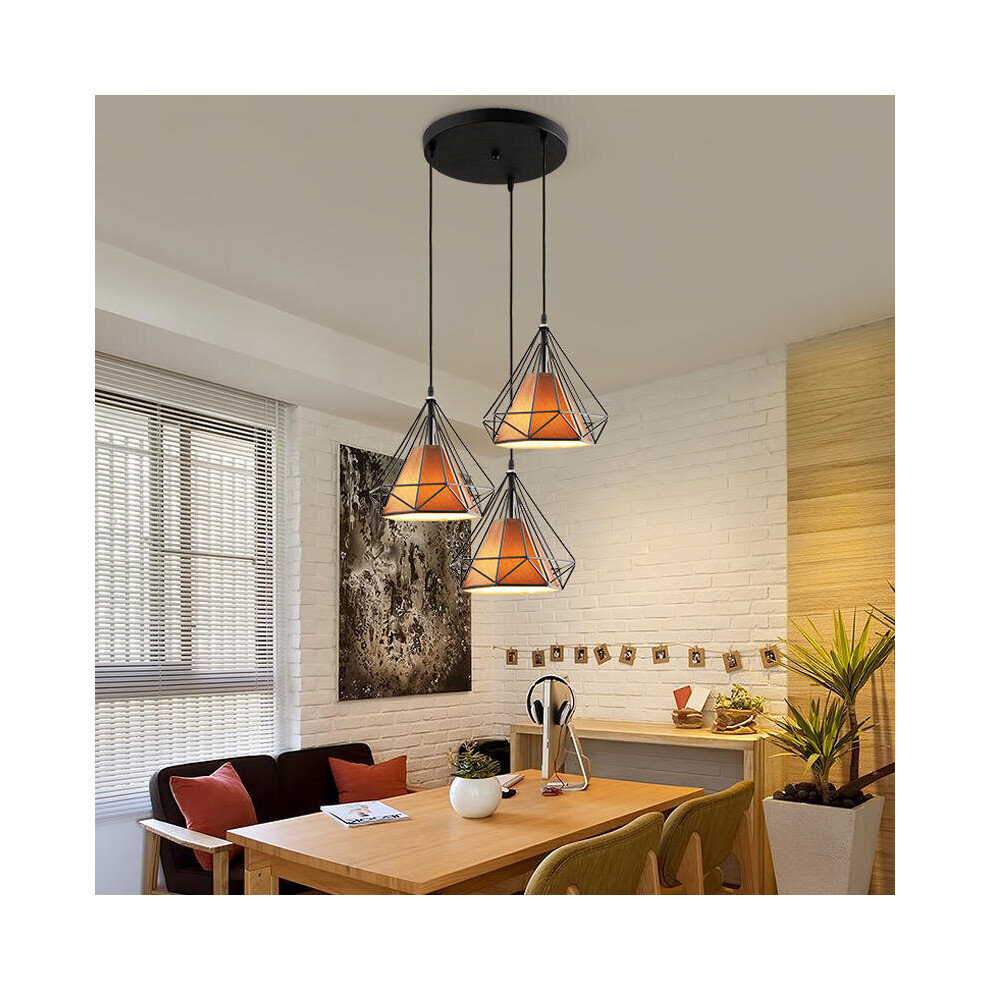 3 Head E27 Vintage Chandelier Light Restaurant Adjustable Pendant Lamp Bar Living Room