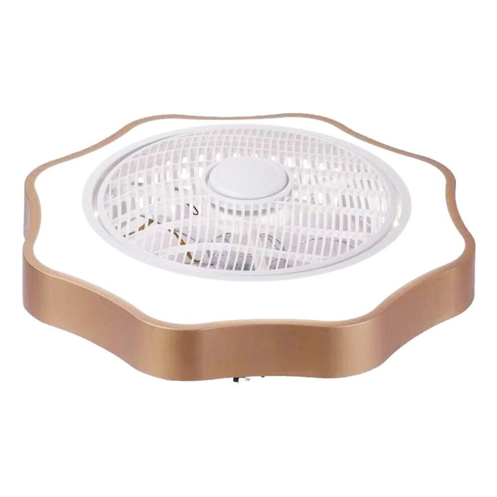 (Gold, 220V) 36W 110/220V Ceiling Fan with Lighting LED Light Stepless Dimming Adjustable Wind Speed Remote Control