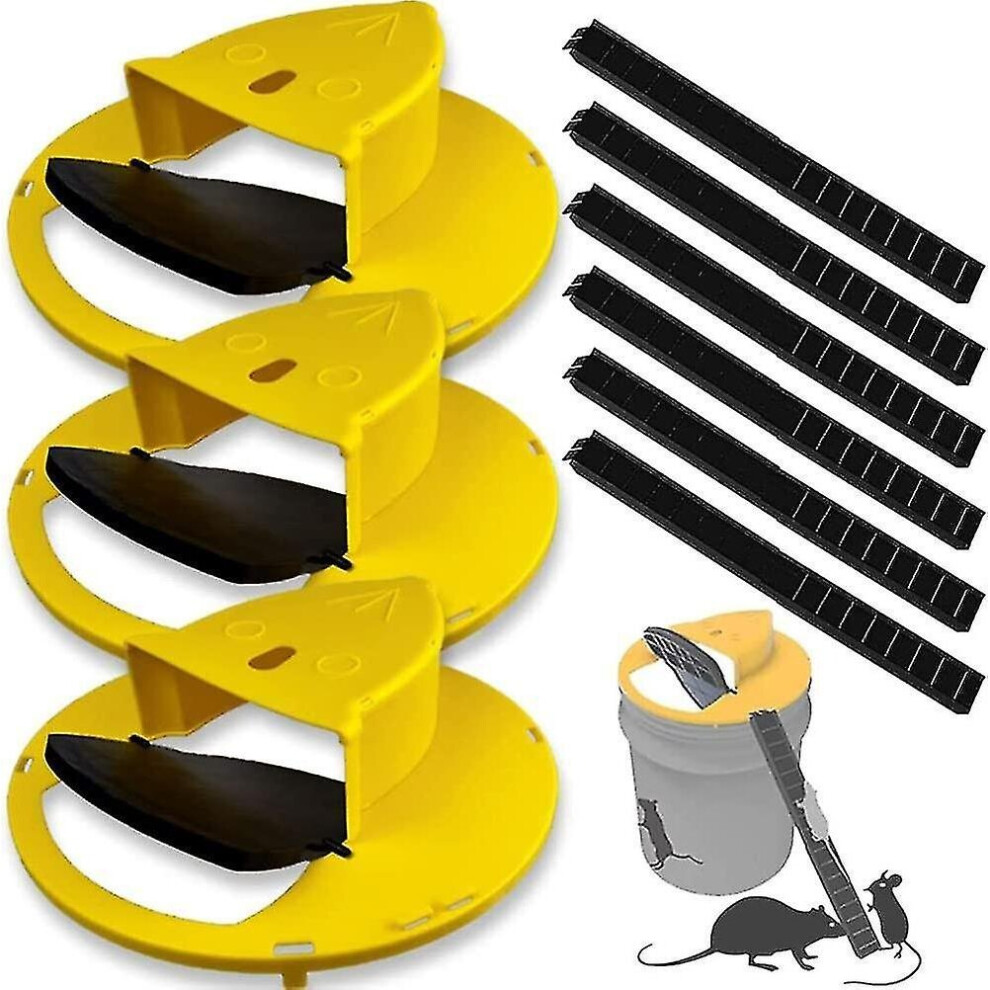 3 Packs New Bucket Lid Mouse Trap Rat Trap Bucket Lid Mouse Rat Trap Rat Trap, Reusable Mouse Control Traps Auto Reset Balance Safe Mousetrap Catcher
