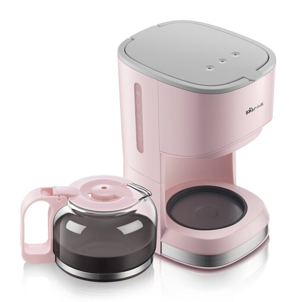 (Pink) Drip-type Coffee Maker 0.7L Capacity 550W Tea Pot Coffee Machine for Household Office