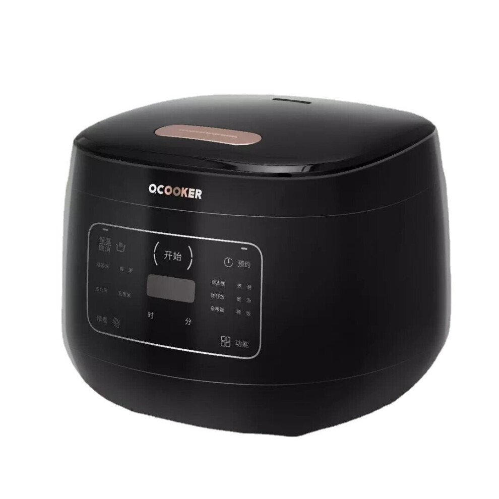 (Black) Electric Rice Cooker Multicooker Kitchen Appliances Ceramic Liner Dual Sensor Temperature Control 24H Appointment