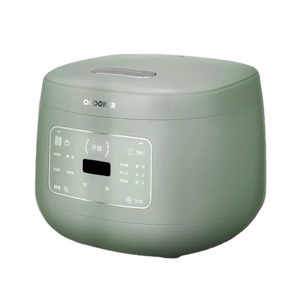 (Green) Electric Rice Cooker Multicooker Kitchen Appliances Ceramic Liner Dual Sensor Temperature Control 24H Appointment