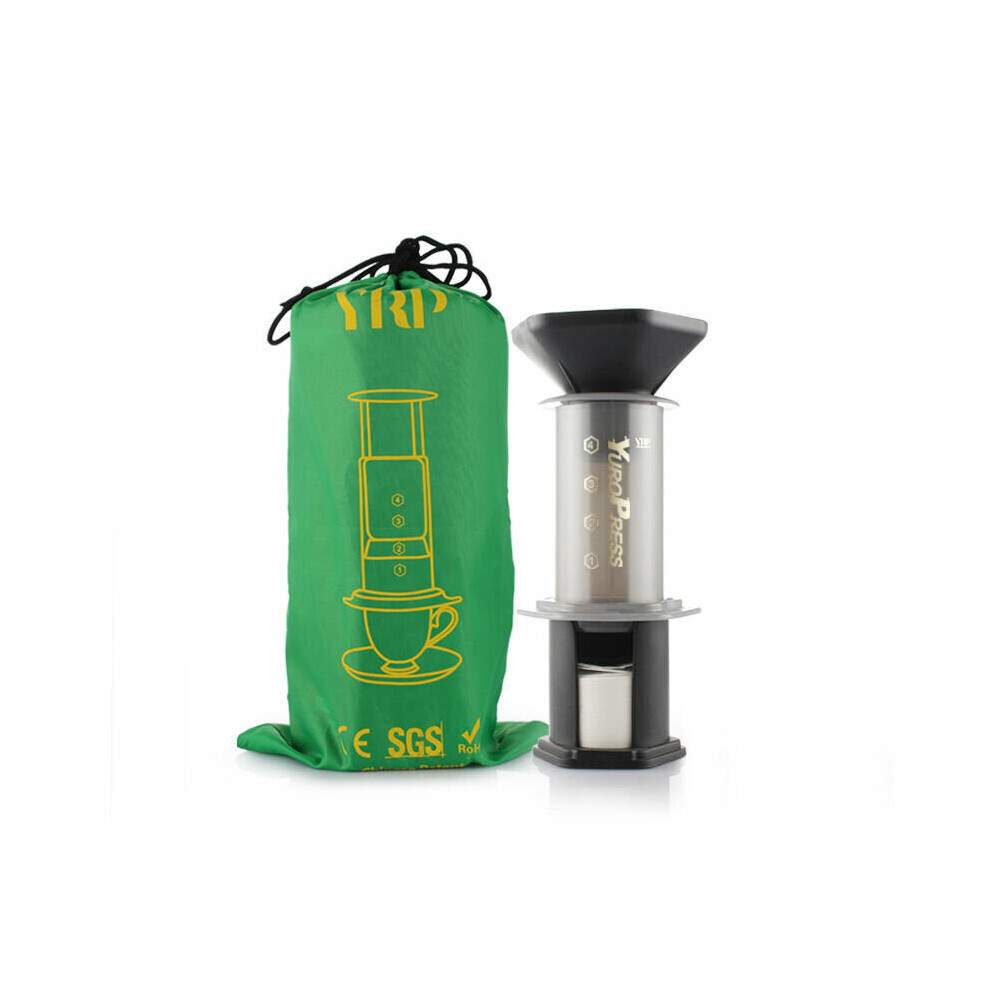 (Grey) Portable Hand Pressure Drip Filter Coffee Maker Reusable Espresso Maker Holds 350 Pcs 64mm Filter Paper