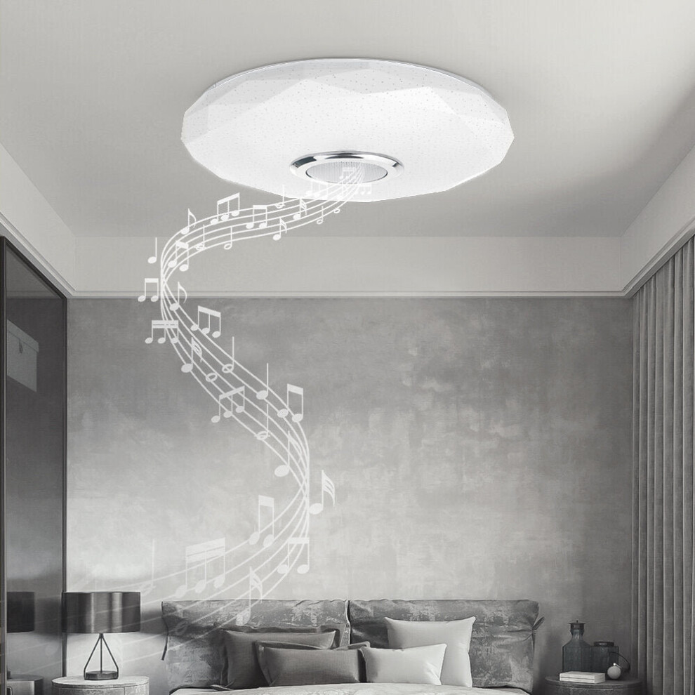 LED Smart Bluetooth speaker Ceiling Light with Main Light and RGB Atmosphere Light Party Music Mode Timing Function