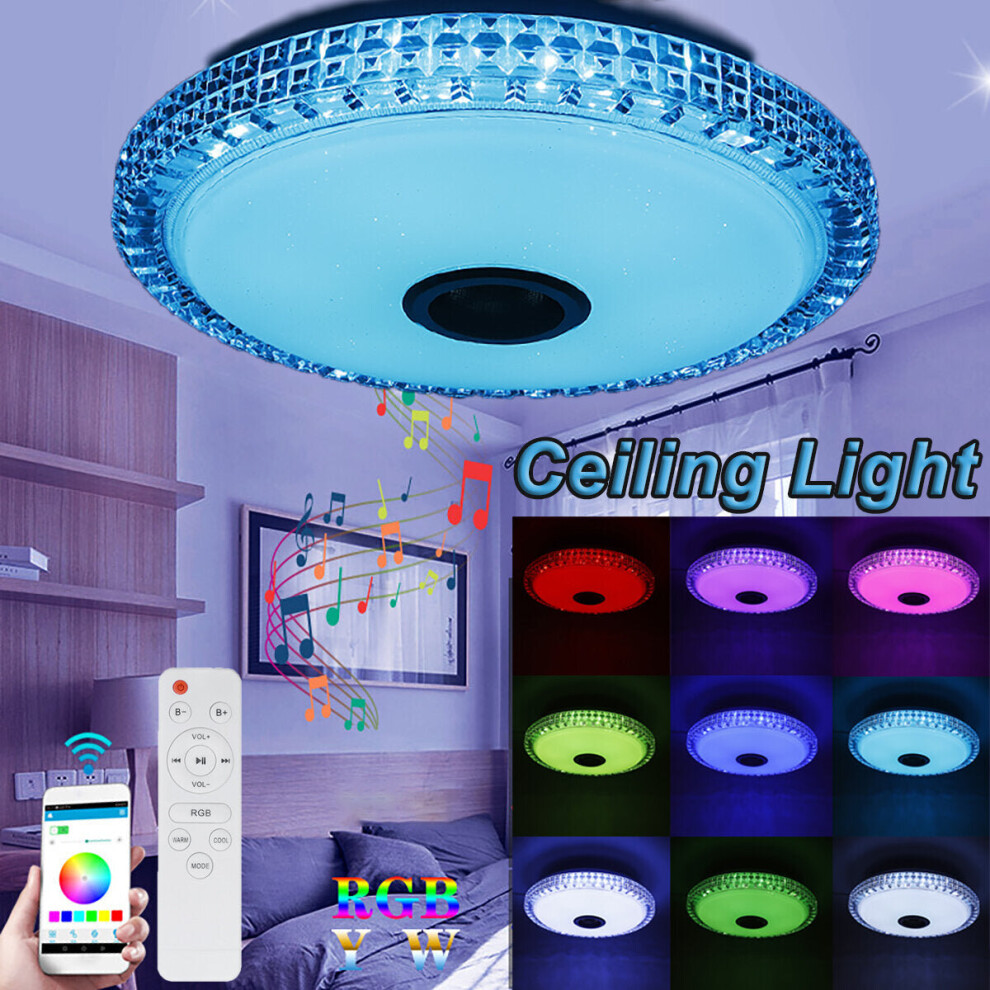 RGB LED Ceiling Lights Flush Mount Smart Bluetooth Lamp Remote Control Dimmable