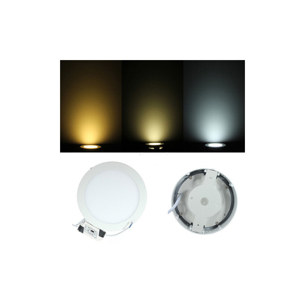 (White) 9W Round Dimmable LED Panel Ceiling Down Light Lamp AC 85-265V