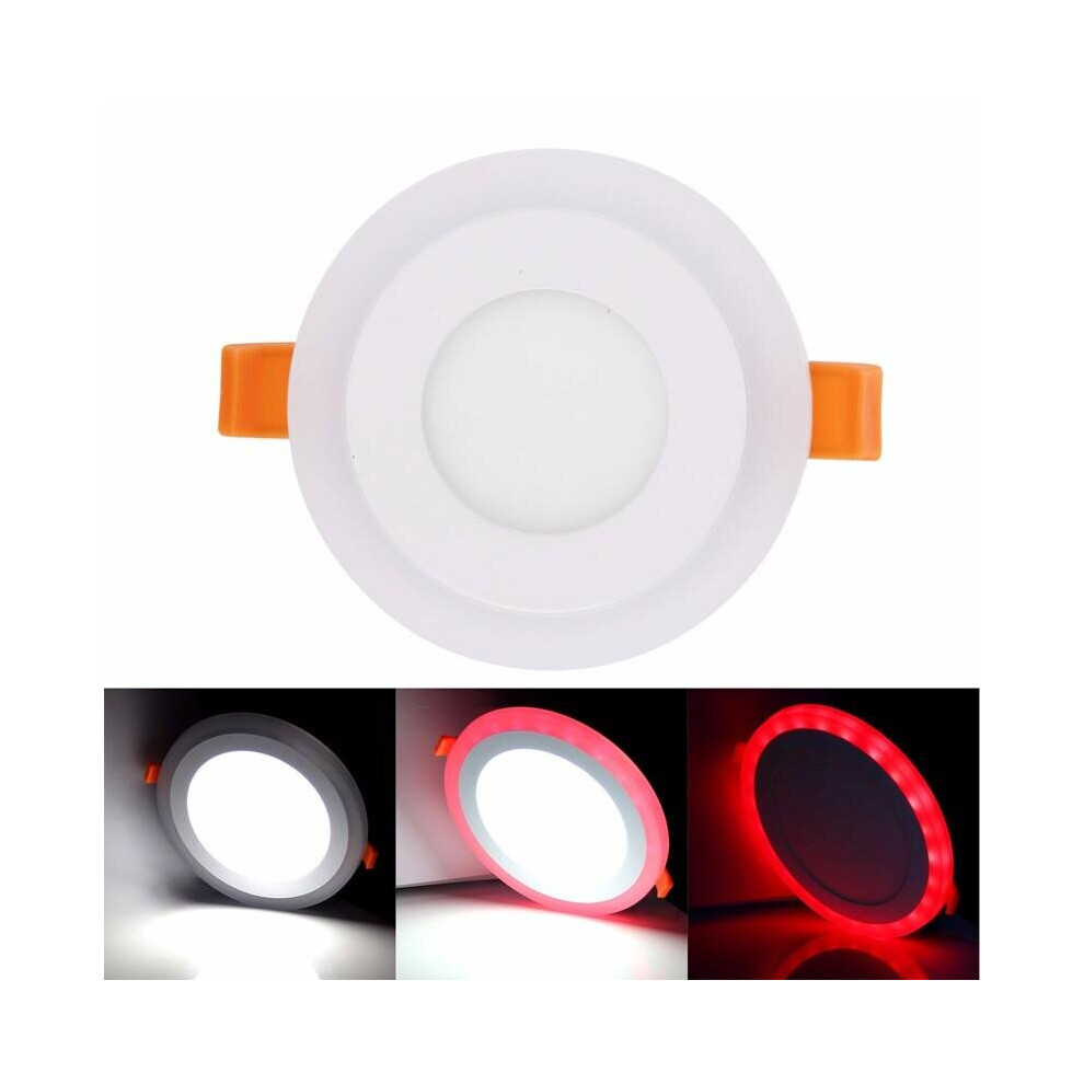 (cool white+red) 6W RGB Dual Color LED Recessed Ceiling Round Panel Down Light Lamp