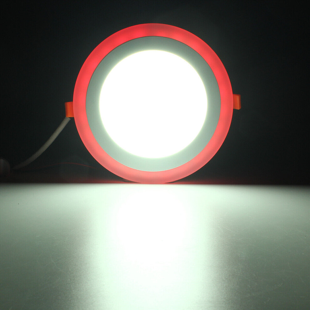 (cool white+red) 12W RGB Dual Color LED Recessed Ceiling Round Panel Down Light Lamp AC85-265V