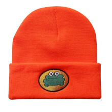 (Orange) Parappa The Rapper Beanie Embroidery Winter Hat Cotton Frog Knitted Hat Skullies Beanies Hat Hip Hop Knit Cap Casual