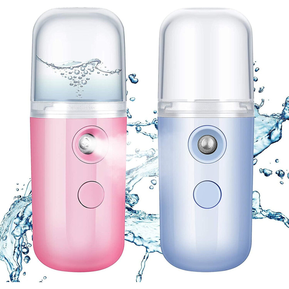 ,2 Pieces Facial 30ml Mini Portable Sprayer Handy Face Mist Sprayer Moisturizing Mist Sprayer Usb