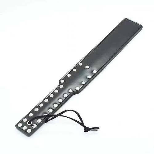 Faux Leather Strapsbrats - Smooth Rivets Studded Paddles(1pc, Black) 2