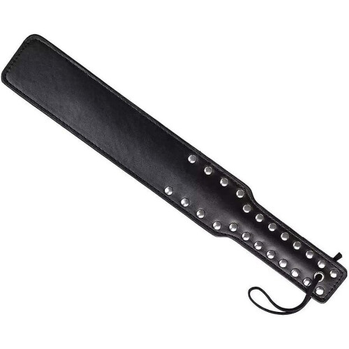 Faux Leather Strapsbrats - Smooth Rivets Studded Paddles(1pc, Black)