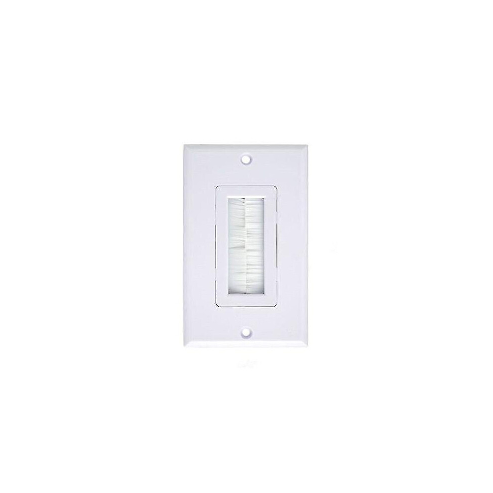 Brush Wall Plate Cable Pass Through Insert For Wires Single Gang Faceplate 1Pc White